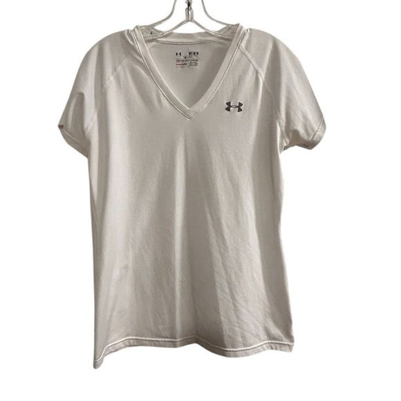 Under Armour Women's V-Neck Tee M White Short Sleeve Casual Top - Picture 1 of 8